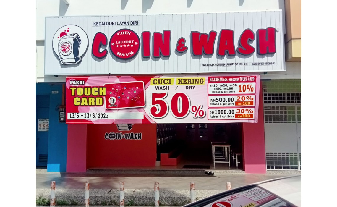 Promotion pembukaan 50% Cuci Wash Dry Cawangan Coin & Wash Laundry ( Harmony View Georgetown Penang )