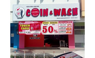 Promotion pembukaan 50% Cuci Wash Dry Cawangan Coin & Wash Laundry ( Harmony View Georgetown Penang )